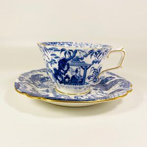 Vintage Royal Crown Derby Blue Mikado Cup & Saucer Set; England Teacup